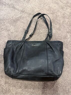 Coach Black Leather Shoulder Bag with Double Straps